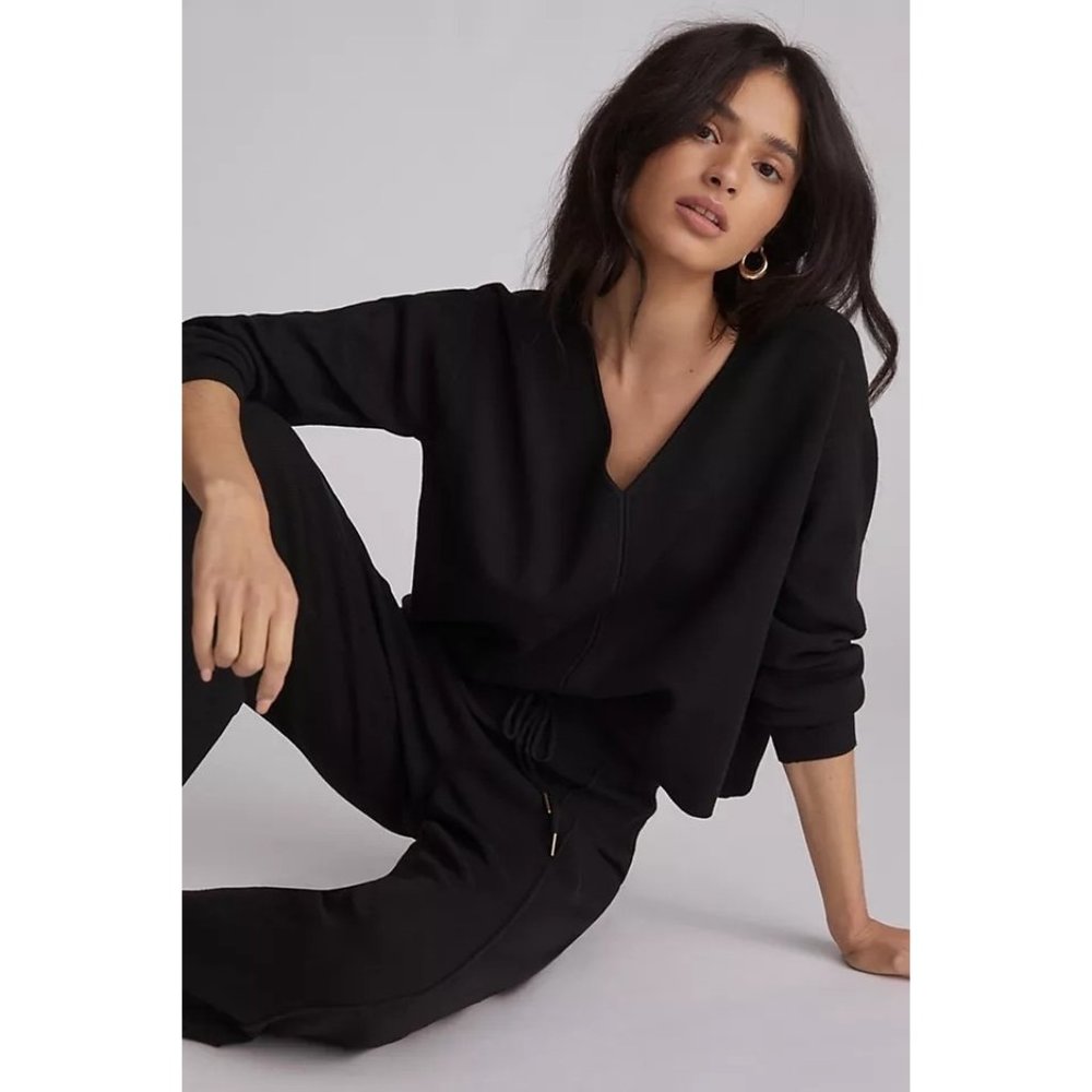 Daily Practice by Anthropologie V-Neck Sweater Black Oversized S